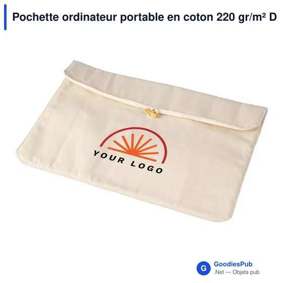 Pochette ordinateur portable personnalisable en coton - modèle Dirkavec logo - Image 5