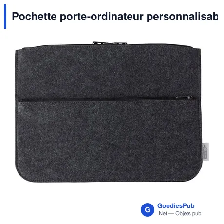 Pochette porte-ordinateur personnalisable en feutre rPET Emiliaavec logo