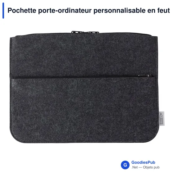 Pochette porte-ordinateur personnalisable en feutre rPET Emiliaavec logo - Image 1