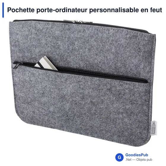 Pochette porte-ordinateur personnalisable en feutre rPET Emiliaavec logo - Image 3