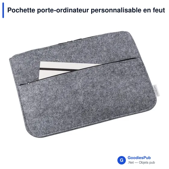 Pochette porte-ordinateur personnalisable en feutre rPET Emiliaavec logo - Image 6