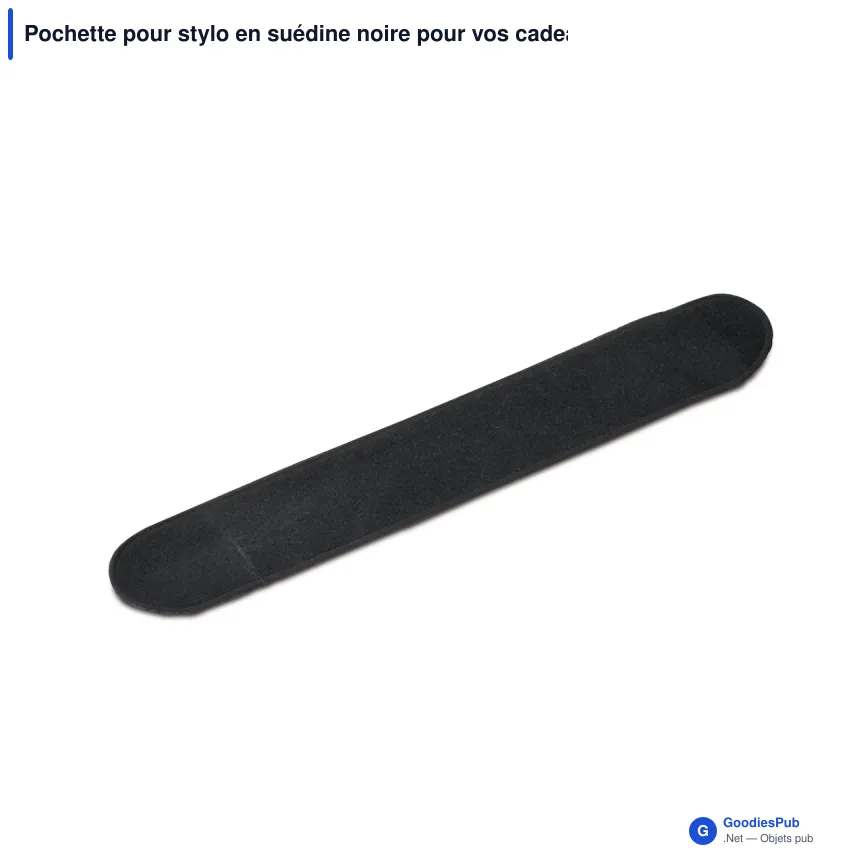 Pochette pour stylo en suédine noire pour vos cadeaux d'entreprise - Velours - Image 2