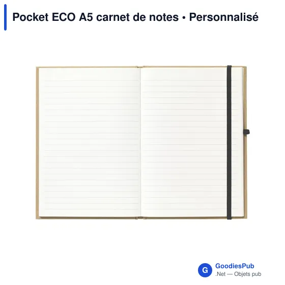 Carnet de notes A5 personnalisable en matériaux recyclés - Pocket ECOavec logo - Image 1