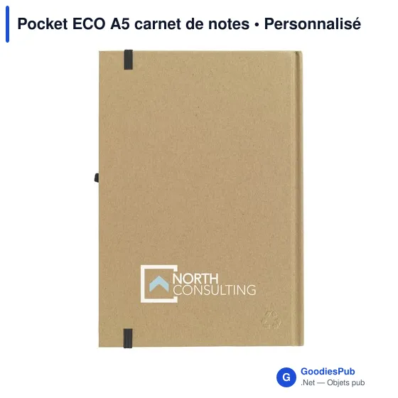 Carnet de notes A5 personnalisable en matériaux recyclés - Pocket ECOavec logo - Image 4