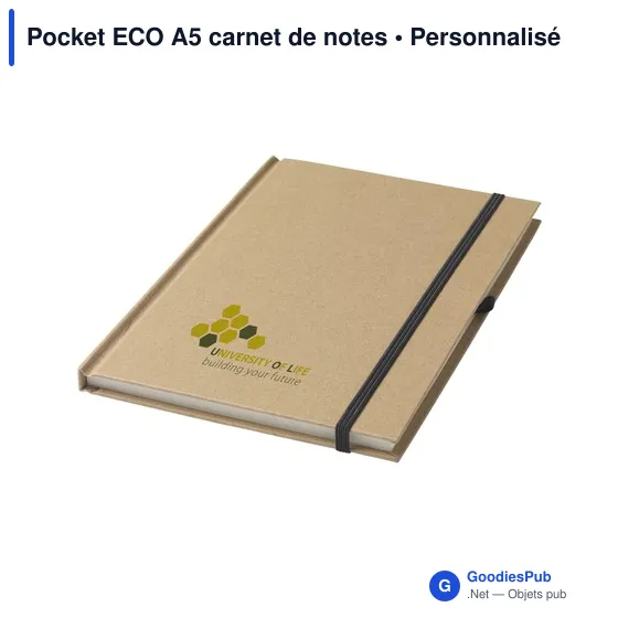 Carnet de notes A5 personnalisable en matériaux recyclés - Pocket ECOavec logo - Image 5