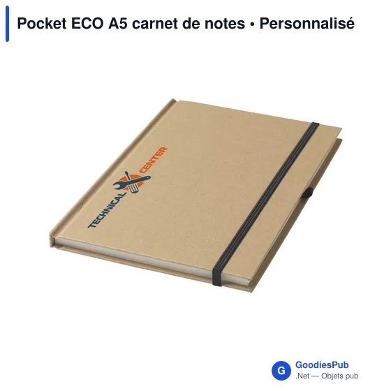 Carnet de notes A5 personnalisable en matériaux recyclés - Pocket ECOavec logo - Image 6
