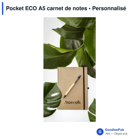 Carnet de notes A5 personnalisable en matériaux recyclés - Pocket ECOavec logo - Image 8