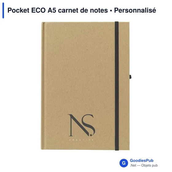 Carnet de notes A5 personnalisable en matériaux recyclés - Pocket ECOavec logo - Image 10