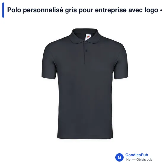 Polo personnalisé gris pour entreprise avec logo - Image 11