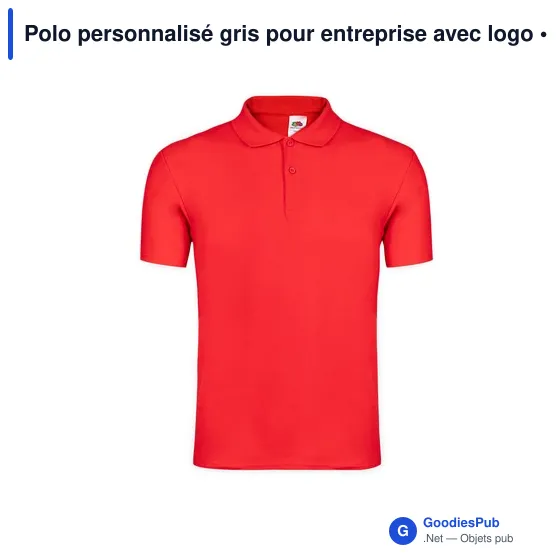 Polo personnalisé gris pour entreprise avec logo - Image 3