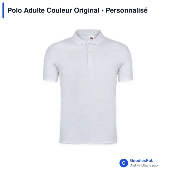 Polo personnalisé gris pour entreprise avec logo - Image 6