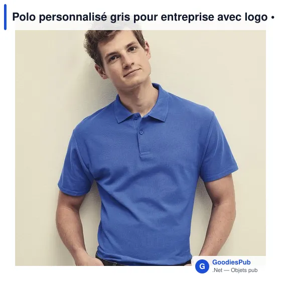 Polo personnalisé gris pour entreprise avec logo - Image 7