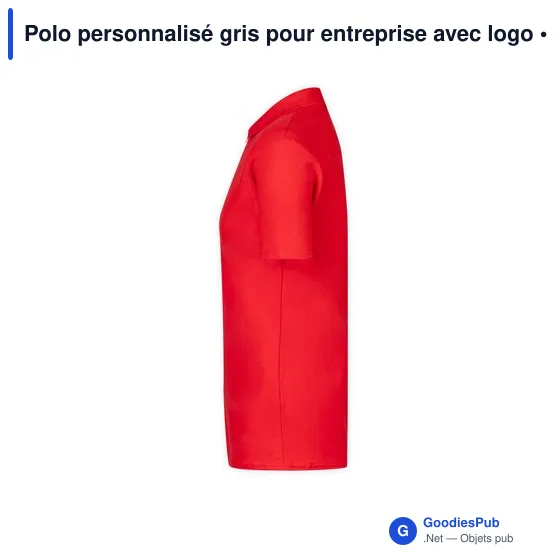 Polo personnalisé gris pour entreprise avec logo - Image 9