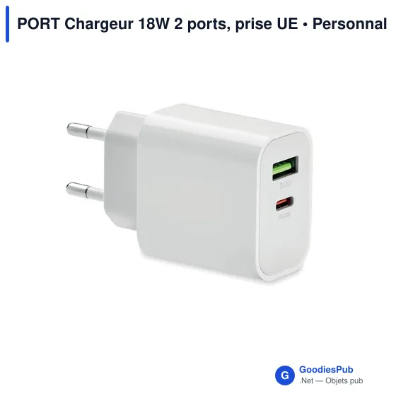 PORT Chargeur 18W 2 ports, prise UE - Image 1