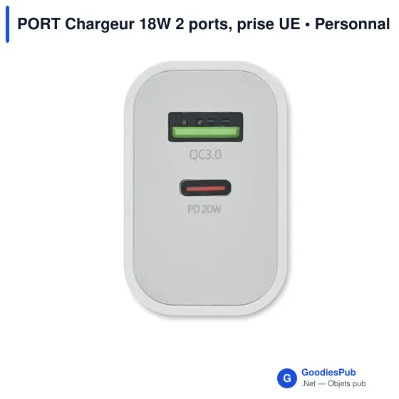 PORT Chargeur 18W 2 ports, prise UE - Image 3