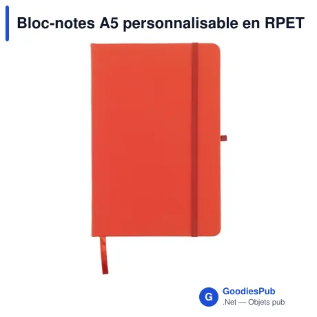 Bloc-notes A5 personnalisable en RPET avec logo