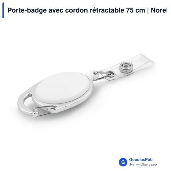 Porte-badge personnalisable avec cordon rétractable 75 cm - Norellixavec logo - Image 2