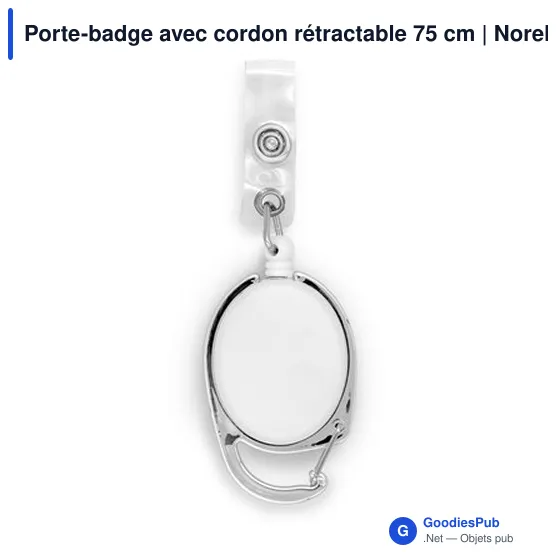 Porte-badge personnalisable avec cordon rétractable 75 cm - Norellixavec logo - Image 3