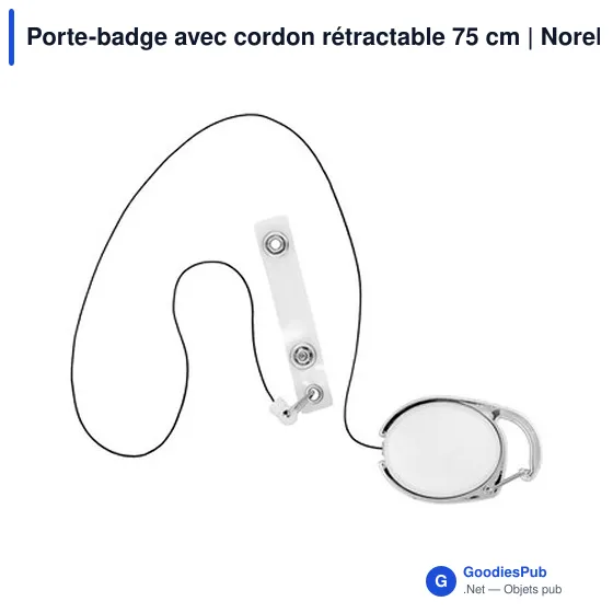 Porte-badge personnalisable avec cordon rétractable 75 cm - Norellixavec logo - Image 4