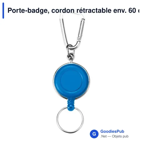 Porte-badge, cordon rétractable env. 60 cm