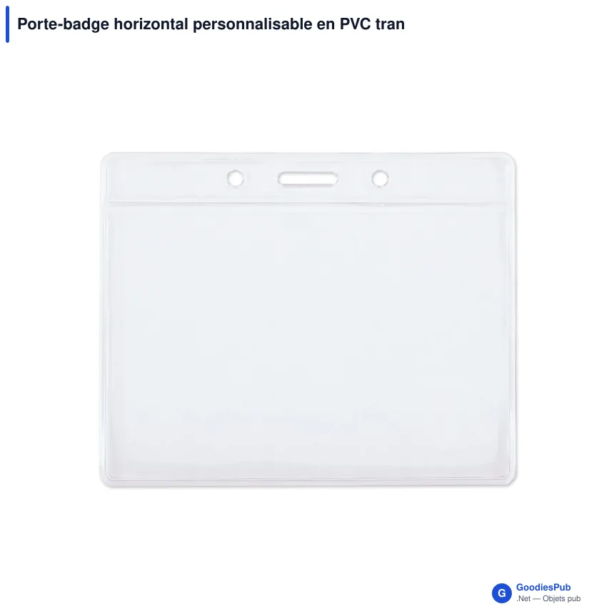 Porte-badge horizontal personnalisable en PVC transparent avec logo - 10 x 8 cm - Image 2