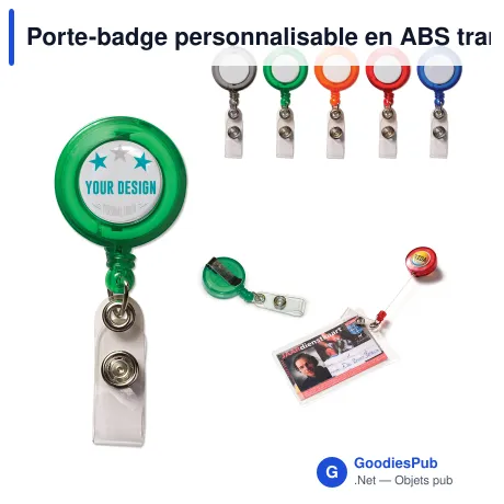 Porte-badge personnalisable en ABS transparent coloré avec logo - Doming