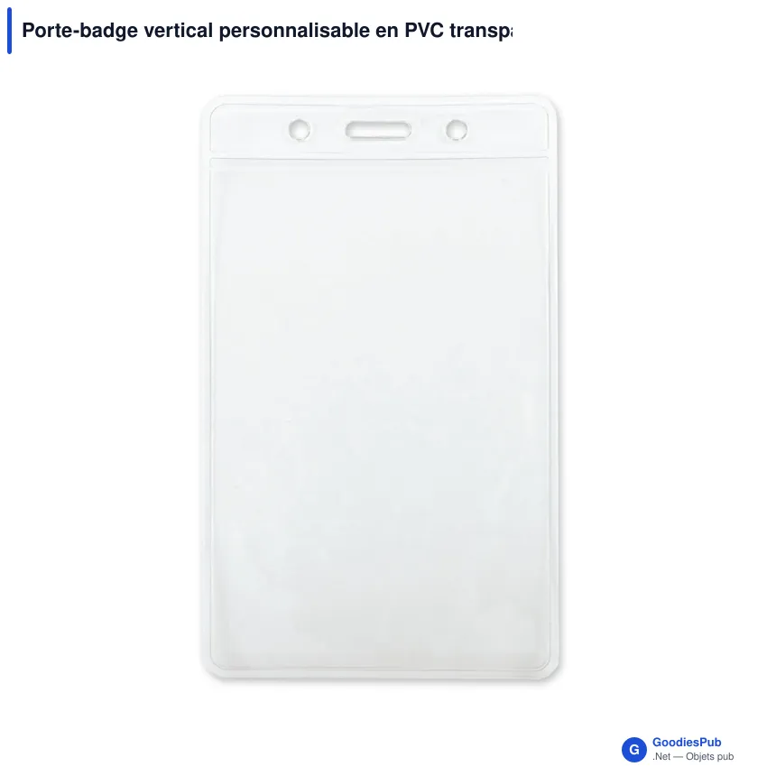 Porte-badge vertical personnalisable en PVC transparent avec logo - 75 x 125 mm - Image 2