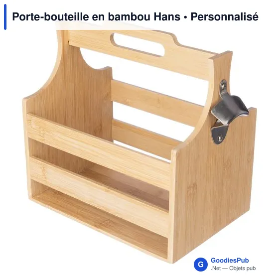 Porte-bouteille en bambou personnalisable avec logo - Hans - Image 2