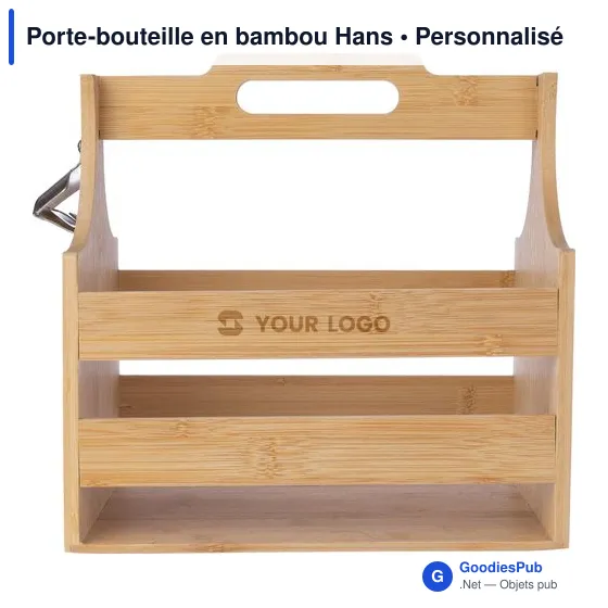 Porte-bouteille en bambou personnalisable avec logo - Hans - Image 3
