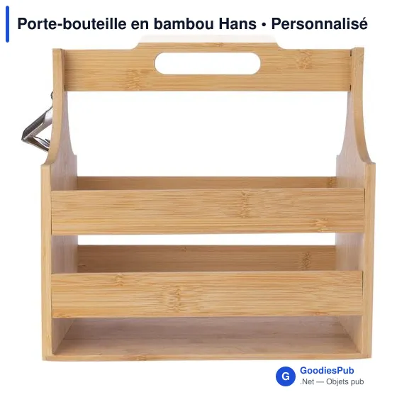 Porte-bouteille en bambou personnalisable avec logo - Hans - Image 5