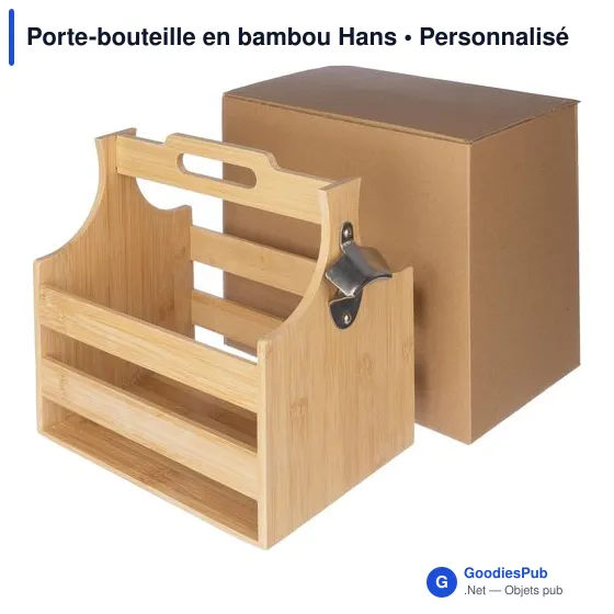 Porte-bouteille en bambou personnalisable avec logo - Hans - Image 6
