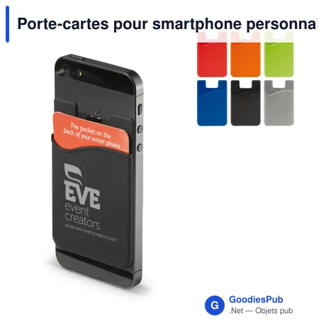 Porte-cartes pour smartphone personnalisable en silicone avec logo - 6 coloris