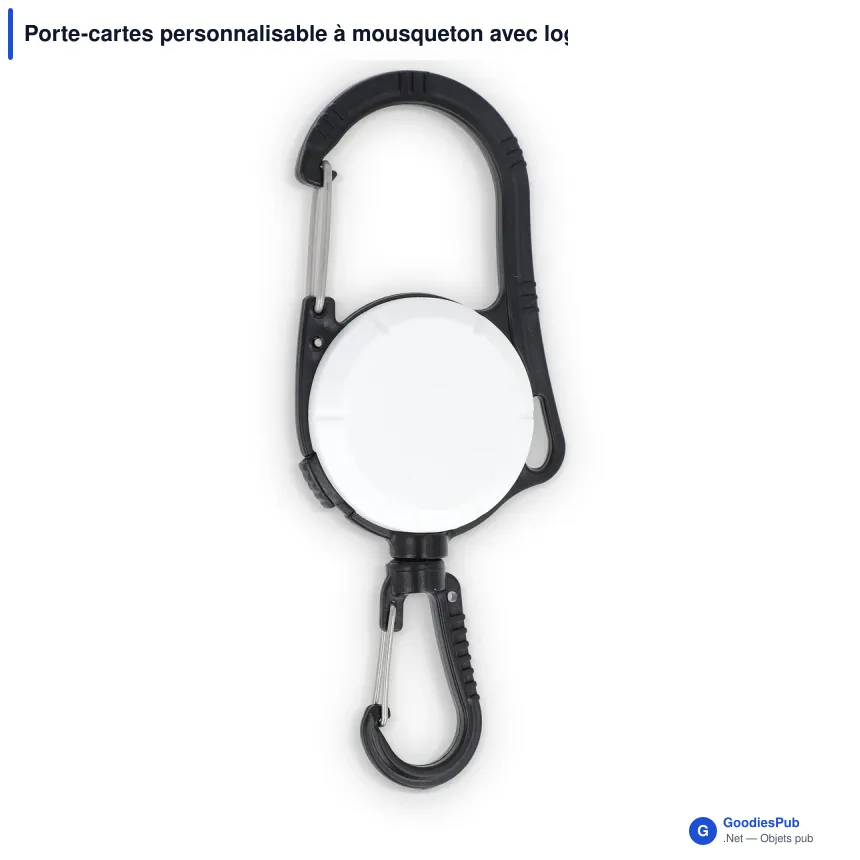 Porte-cartes personnalisable à mousqueton avec logo - Double sens - Image 2