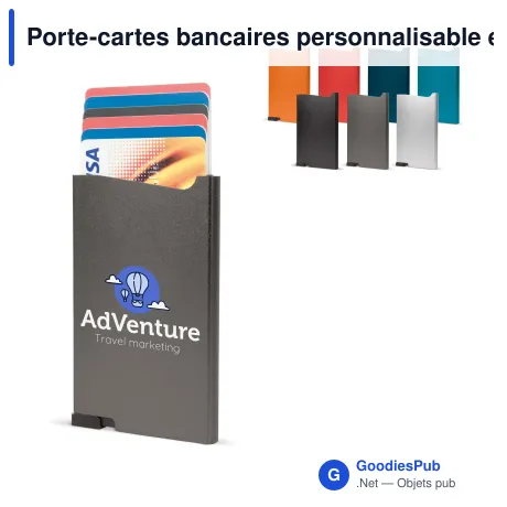 Porte-cartes bancaires personnalisable en aluminium avec logo - 6 coloris