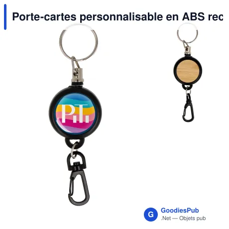 Porte-cartes personnalisable en ABS recyclé et bambou avec logo - Noir