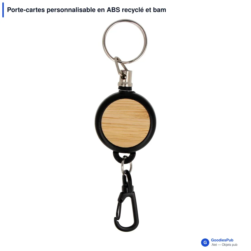 Porte-cartes personnalisable en ABS recyclé et bambou avec logo - Noir - Image 2