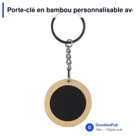 Porte-clé en bambou personnalisable avec logo - Gene