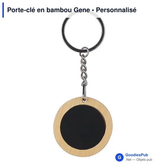 Porte-clé en bambou personnalisable avec logo - Gene - Image 1