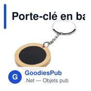 Porte-clé en bambou personnalisable avec logo - Gene - Miniature 3