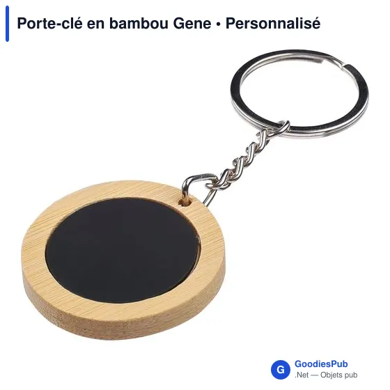 Porte-clé en bambou personnalisable avec logo - Gene - Image 3