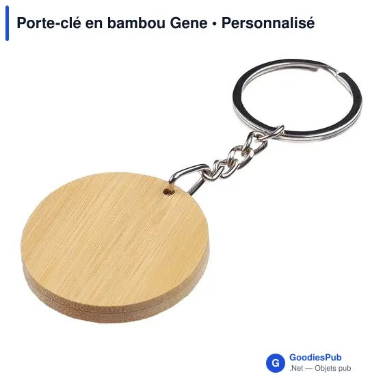 Porte-clé en bambou personnalisable avec logo - Gene - Image 4