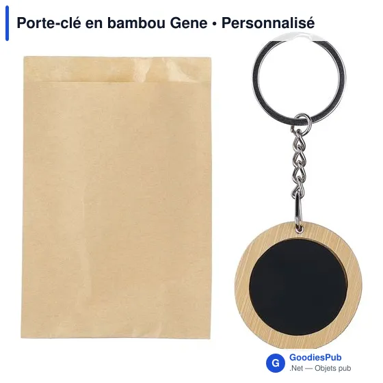 Porte-clé en bambou personnalisable avec logo - Gene - Image 5
