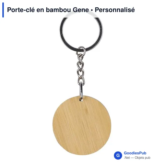 Porte-clé en bambou personnalisable avec logo - Gene - Image 6