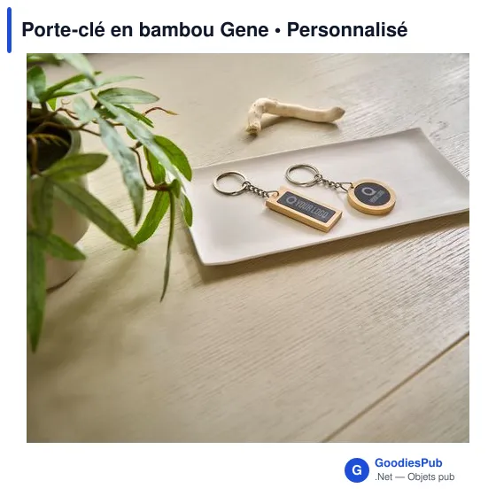 Porte-clé en bambou personnalisable avec logo - Gene - Image 7
