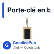 Porte-clé en bambou personnalisable avec logo - Geoffrey - Miniature 1