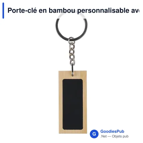 Porte-clé en bambou personnalisable avec logo - Geoffrey