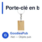Porte-clé en bambou personnalisable avec logo - Geoffrey - Miniature 2