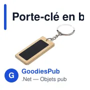 Porte-clé en bambou personnalisable avec logo - Geoffrey - Miniature 3