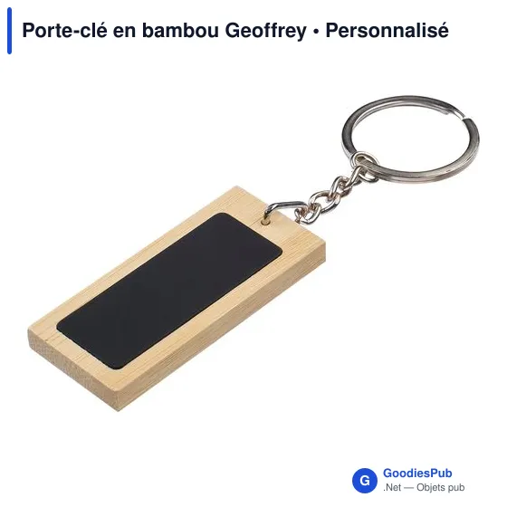 Porte-clé en bambou personnalisable avec logo - Geoffrey - Image 3