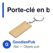 Porte-clé en bambou personnalisable avec logo - Geoffrey - Miniature 4